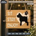 Dogs Welcome People Tolerated Sign SVG | Funny Dog Lover Laser Cut File | Pet Door Sign DXF CNC - Image 6