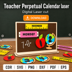 Teacher Calendar SVG | Perpetual Classroom Calendar Laser Cut File | Digital Download - Image 6