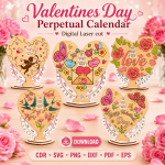 Valentine Calendar SVG | Perpetual Calendar Laser Cut Design | Digital Download