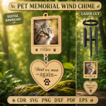 Pet Memorial Wind Chime SVG | Dog Cat Remembrance Laser Cut File | Rainbow Bridge Sympathy Gift Digital Download - Image 6