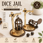 Dice Jail SVG Laser Cut, DnD Dice Prison File, Funny Dice Holder, Board Game Dice Storage, CNC Digital File, RPG Gamer Gift - Image 6