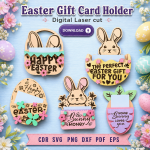 Easter Bunny Gift Card Holder SVG | Laser Cut Easter Gift Template | Digital Download
