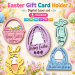 Easter Bunny Gift Card Holder SVG | Laser Cut Easter Gift File | Digital Download