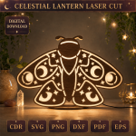 Starry Moon Night Light Laser Cut Files | Wooden Lantern SVG DXF Bundle | DIY Celestial Lamp CNC Glowforge Template - Image 6