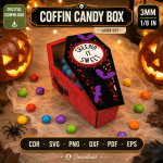 Halloween Coffin Favor Box SVG | Laser Cut Candy Holder DXF PDF | Gothic Treat Box Template | Spooky Gift Packaging - Image 7