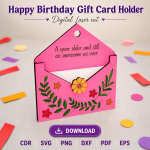 Birthday Gift Card Holder SVG | Happy Birthday Laser Cut File | Digital Download - Image 7