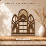Gothic Windows Laser Cut SVG Bundle | 10 Cathedral Window Designs | Gothic Arch Wall Decor Files | Church Window CNC Pattern | CDR DXF PDF EPS PNG - Image 6