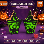 Halloween Candy Box Laser Cut Files | Spooky Party Favor Box SVG DXF EPS PDF | Pumpkin Ghost Bat Treat Box Template | Digital Download - Image 6