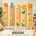 Wooden Growth Chart SVG | Kids Height Ruler Laser Cut