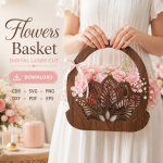 Flower Basket SVG Bundle, Laser Cut Gift Basket Template, DIY Home Decor and Gift Packaging - Image 7