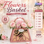 Flower Basket SVG Bundle, Laser Cut Gift Basket Template, DIY Home Decor and Floral Display - Image 6