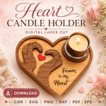 Heart Candle Holder Laser Cut Files, SVG DXF PDF Bundle, Romantic Gift Template, Instant Download - Image 6