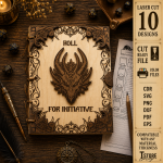 Dragon Notebook Laser Cut SVG, Fantasy Journal Cover DXF, Wooden Book Cover Template, Dragon Diary File, Digital Download CNC Glowforge - Image 6
