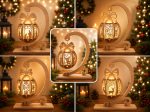 Xmas Lantern Bundle SVG, 5 Wooden Lantern Designs with Stand, Christmas Laser Cut Files, Glowforge LightBurn CNC DXF EPS AI PNG