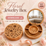 Jewelry Box Laser Cut Files, SVG DXF PDF Bundle, Wooden Mirror Organizer, Instant Download - Image 7