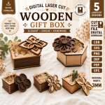 Laser Cut Gift Box Template, Wooden Storage Box SVG, DIY Gift Packaging Design Download