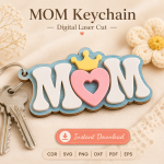 Mother's Day Keychain SVG, Mom Gift Laser Cut Template, DIY Family Keepsake Download - Image 5