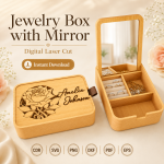 Monogram Jewelry Organizer Laser Cut Files, SVG DXF PDF Bundle, Wooden Mirror Box Template - Image 7