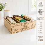 Drink Packet Organizer Laser Cut File, Tea Bag Coffee Sachet Holder SVG, Wooden Kitchen Storage Box DXF PDF EPS PNG - Image 6