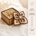 Flower Gift Boxes Laser Cut Bundle, Floral Box SVG, CNC Gift Box Template, Wedding Favor Box, DXF EPS PDF PNG Digital Files - Image 6