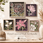 Layered Flower Wall Art SVG, Multilayer Floral Laser Cut Bundle, Glowforge Files, CNC Router Design, Wood Craft Template