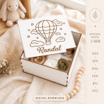 Kids Memory Boxes Bundle Laser Cut Files, Baby Keepsake Box SVG, Children Storage Box DXF, Personalized Wooden Memory Box, CDR PNG PDF EPS - Image 6