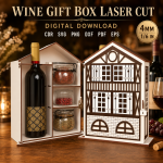 Wine Gift Box Laser Cut Bundle, Wooden Wine Box SVG, CNC Wine Holder Template, Bottle Gift Box DXF PDF EPS, Laser Cut Digital File - Image 6