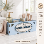 Bathroom Organizer Basket Bundle Laser Cut Files, Wooden Storage Box SVG, Vanity Tray DXF, Bathroom Shelf CNC Digital Download - Image 6