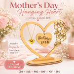 Hanging Heart Laser Cut Files, SVG DXF PDF Bundle, Mother's Day Keepsake Ornament Download - Image 7