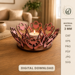 3D Candle Holders Bundle Laser Cut Files, Wooden Tea Light Holder SVG, Candle Stand DXF, CNC Decor Template, Glowforge Ready Design - Image 6
