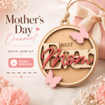 Mother's Day Ornament Laser Cut Files, SVG DXF PDF Bundle, Family Keepsake Download - Image 7
