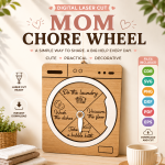 Mom Chore Wheel Laser Cut SVG, Family Chore Chart Files, Glowforge Cricut Template, Kids Routine Planner - Image 8