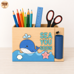 Kids Pencil Holder Laser Cut SVG Bundle, Wooden Desk Organizer CNC Template, School Supply Holder DXF PDF EPS Files - Image 3