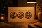 Nature Circle Laser Cut Bundle SVG | 6 Wooden Ornament Designs | Wave Mountain Leaf Mandala | Glowforge Laser Cut Files - Image 3