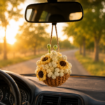 3-in-1 Car Mirror Hanging Flower Basket Crochet Pattern PDF, Rear View Mirror Charm, Floral Amigurumi Bundle - Image 4