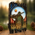 American Flag Hunting SVG, 3D Layered Patriotic Forest Laser File - Image 3