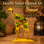 Giraffe SVG 3D Layered Mandala, African Safari Cut File for Cricut, Glowforge Laser Cut