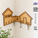 Wall Corner Key Holders Laser Cut Bundle, Wooden Corner Key Rack SVG, Entryway Organizer CNC Template, DXF PDF EPS - Image 15