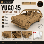 Yugo 45 Papercraft Template SVG PDF | DIY Cardboard Car Model Kit | Printable 3D Paper Craft | Instant Download