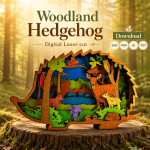 Hedgehog SVG 3D Layered Mandala, Glowforge Laser Cut 8 Layer
