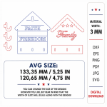 4th of July Decor Laser Cut Bundle, Patriotic SVG, Independence Day CNC Template, USA Wall Sign DXF PDF EPS - Image 3