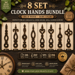 Clock Hands Bundle SVG – 8 Vintage Clock Hand Designs for Laser Cutting | SVG DXF EPS PNG Files