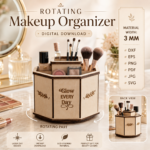Rotating Organizer Bundle SVG Laser Cut, Wooden Desk Storage Caddy DXF, Makeup Holder, Craft Organizer Digital Download - Image 6