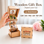 Photo Memory Box Laser Cut File | Wooden Love Gift Box SVG | Glowforge CNC Template - Image 8