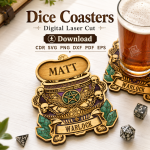 Dice Coaster SVG Bundle | Dungeons and Dragons Coasters Laser Cut File | Digital Download - Image 8