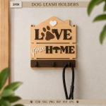 Dog Leash Holders Laser Cut Bundle, Pet Leash Rack SVG, Dog Collar Hanger, Paw Wall Hooks, CNC Digital Download Files - Image 7