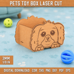 Pets Toy Box Laser Cut SVG Bundle | Dog Cat Toy Storage Box CNC Files | Wooden Pet Organizer DXF PDF EPS CDR PNG | Glowforge Ready Design - Image 7