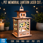 Pet Memorial Lantern Laser Cut File | Dog Cat Remembrance Candle Holder SVG | Personalized Pet Loss Sympathy Gift | Wooden Memorial Lantern CNC DXF PDF EPS - Image 7