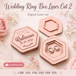 Wedding Ring Box 2 Laser Cut File | Ring Bearer Box SVG | Digital Download - Image 8