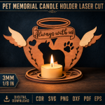 Pet Memorial Candle Holder Laser Cut File | Dog Cat Remembrance Lantern SVG | Personalized Pet Loss Gift | Wooden Sympathy Candle Holder CNC Template - Image 6